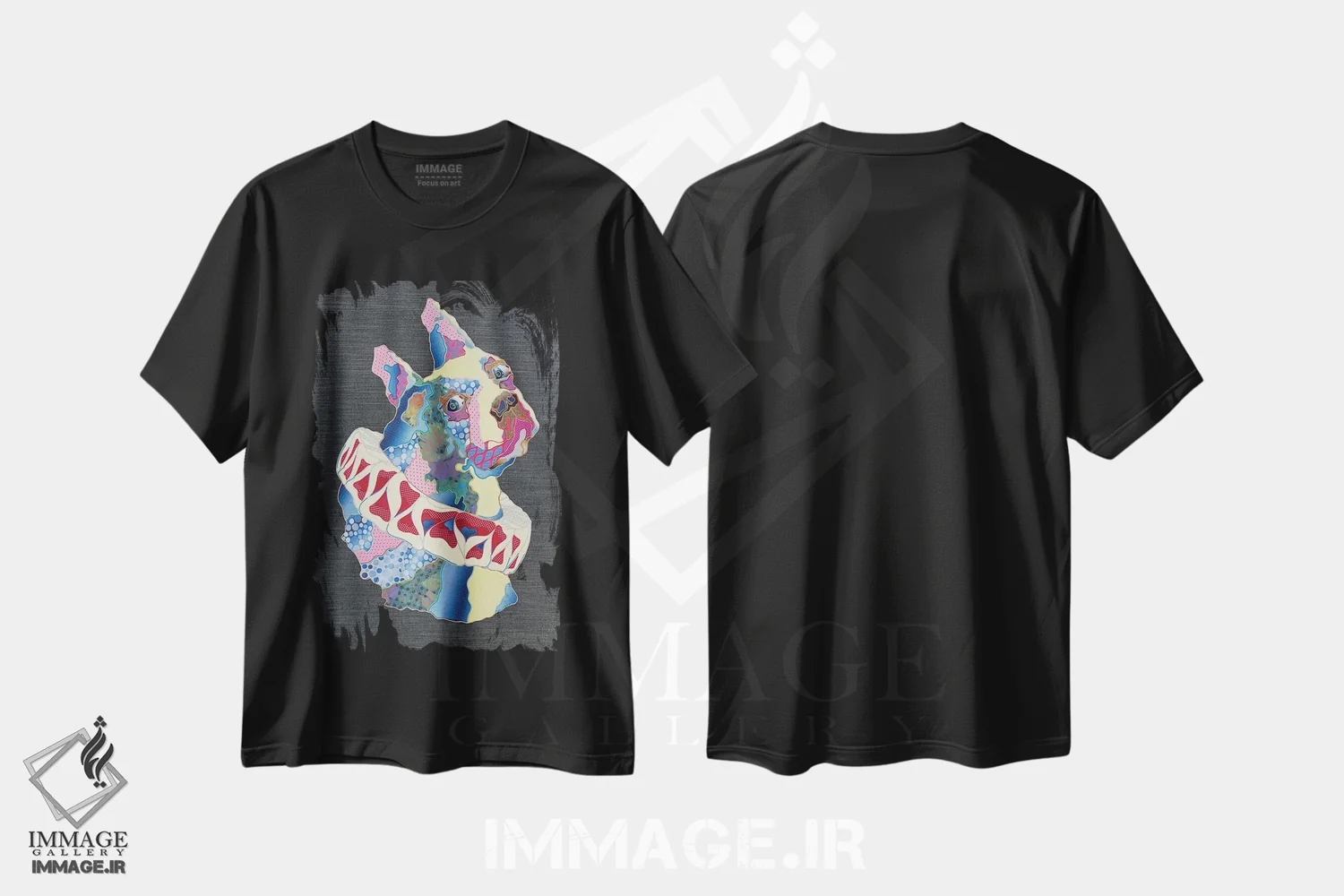 تیشرت مشکی طرح دار وفاداری، دکور معاصر اثر کاستیانتین مالگینف | فروشگاه ایماژ