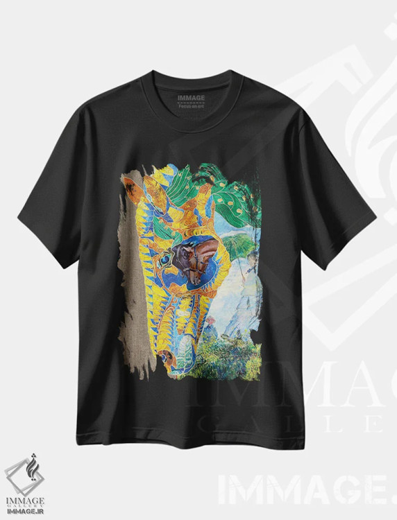 تیشرت مشکی طرح دار خط قرمز، دکور معاصر اثر کاستیانتین مالگینف | immage.ir