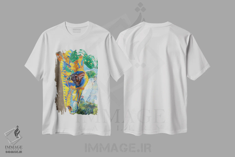 تیشرت سفید طرح دار خط قرمز، دکور معاصر اثر کاستیانتین مالگینف | فروشگاه ایماژ