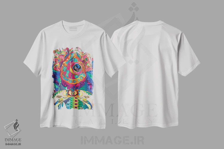 تیشرت سفید طرح دار ماهی کمیاب، آبستره اثر کاستیانتین مالگینف | immage.ir