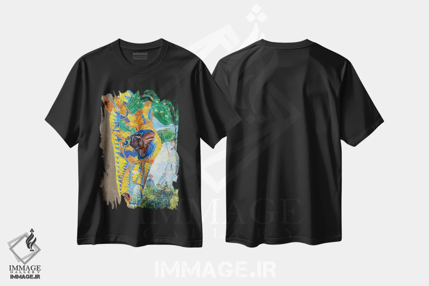 تیشرت مشکی طرح دار خط قرمز، دکور معاصر اثر کاستیانتین مالگینف | immage.ir