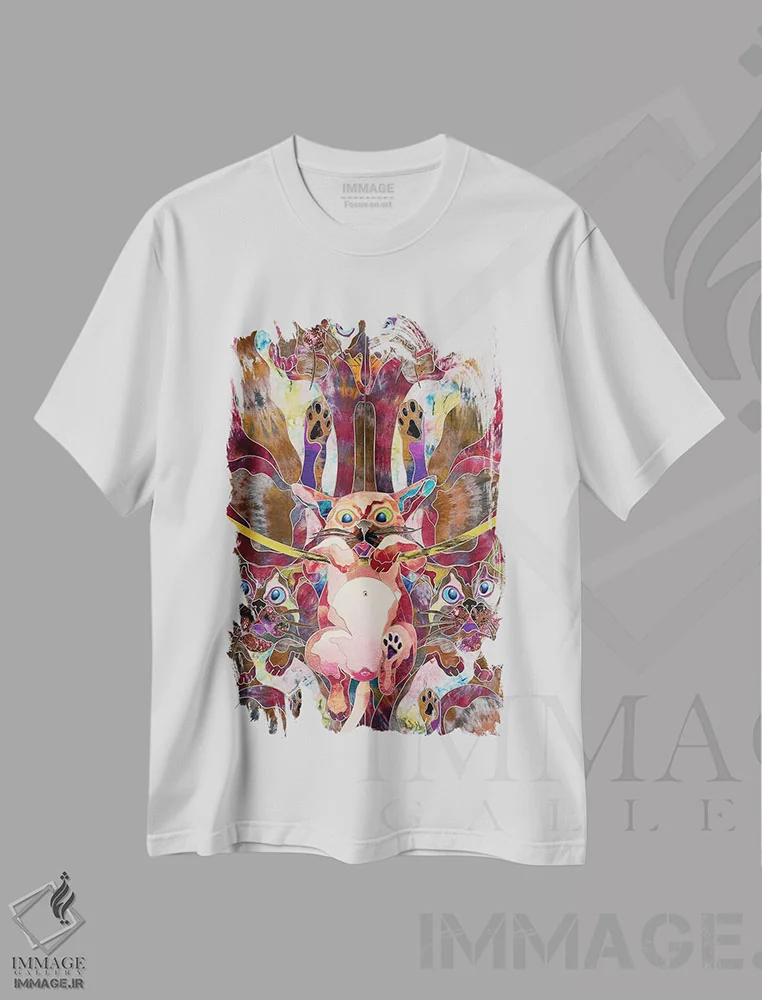 تیشرت سفید طرح دار حلقه هولا، هنر فاخر معاصر اثر کاستیانتین مالگینف | immage.ir