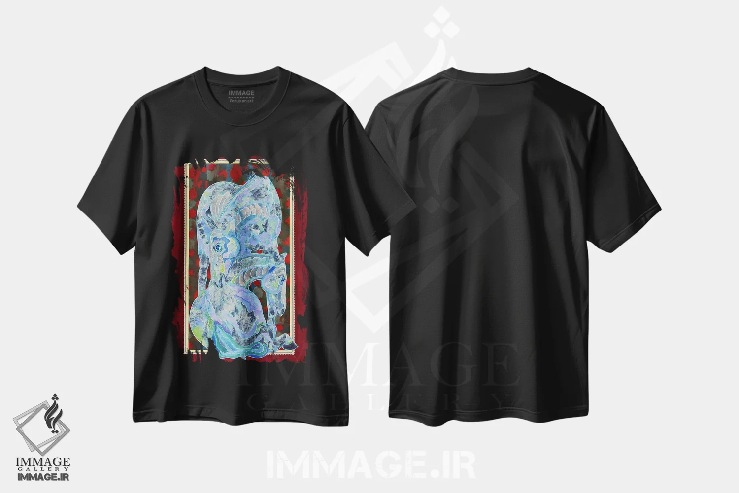 تیشرت مشکی طرح دار شب آبی، هنر فاخر معاصر اثر کاستیانتین مالگینف | فروشگاه ایماژ