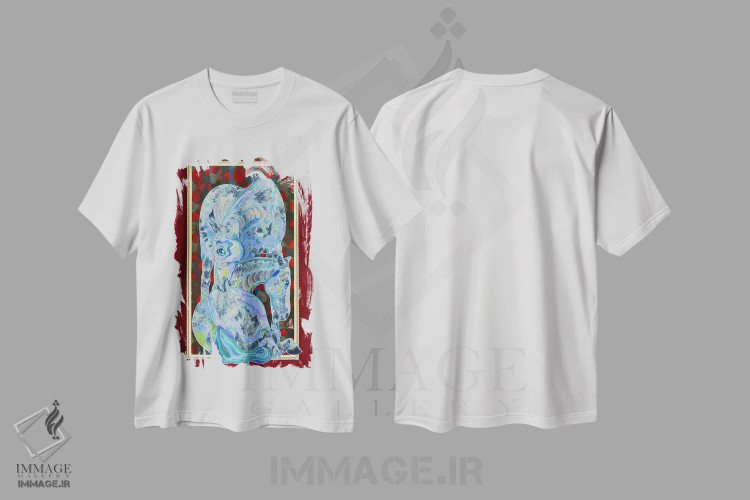 تیشرت سفید طرح دار شب آبی، هنر فاخر معاصر اثر کاستیانتین مالگینف | immage.ir