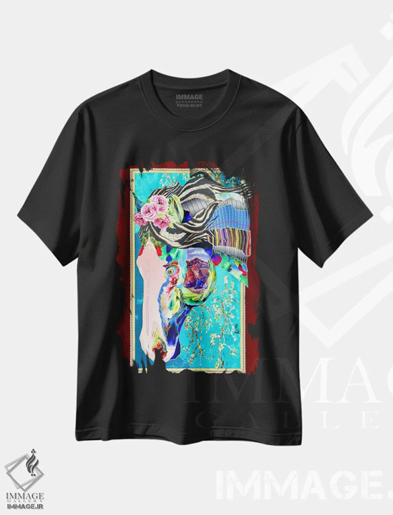تیشرت مشکی طرح دار تگزاس، هنر فاخر معاصر اثر کاستیانتین مالگینف | immage.ir