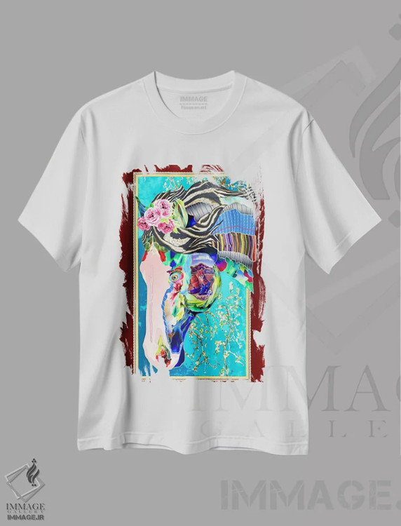 تیشرت سفید طرح دار تگزاس، هنر فاخر معاصر اثر کاستیانتین مالگینف | فروشگاه ایماژ