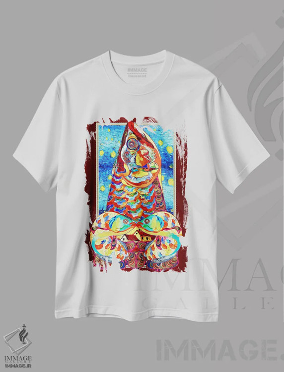 تیشرت سفید طرح دار ستمگر، هنر فاخر معاصر اثر کاستیانتین مالگینف | فروشگاه ایماژ