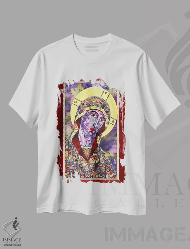 تیشرت سفید طرح دار ۱۹۶۵، هنر فاخر معاصر اثر کاستیانتین مالگینف | فروشگاه ایماژ