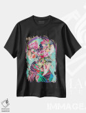 تیشرت مشکی طرح دار در بهشت، آبستره اثر کاستیانتین مالگینف | فروشگاه ایماژ