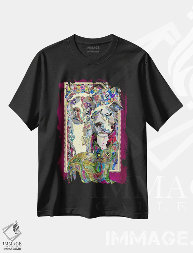 تیشرت مشکی طرح دار گوپنیک ها، هنر فاخر معاصر اثر کاستیانتین مالگینف | immage.ir