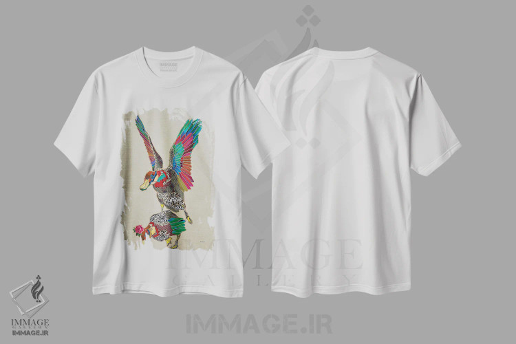 تیشرت سفید طرح دار جاذبه، دکور معاصر اثر کاستیانتین مالگینف | فروشگاه ایماژ