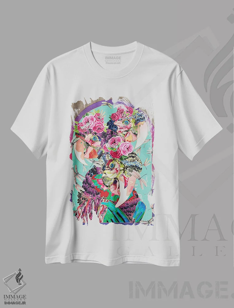 تیشرت سفید طرح دار در بهشت، آبستره اثر کاستیانتین مالگینف | immage.ir