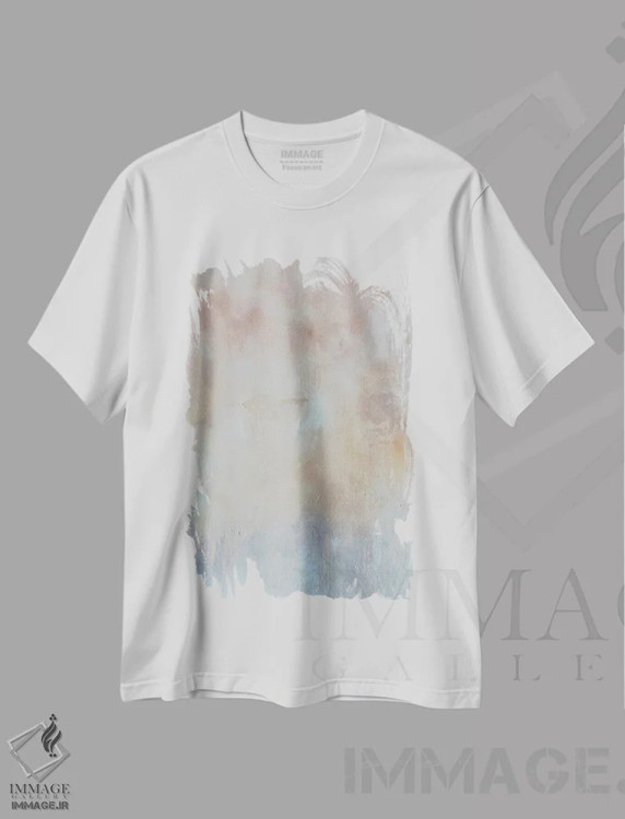 تیشرت سفید طرح دار نرم مانند کشمیر اثر کا آر موئر | immage.ir