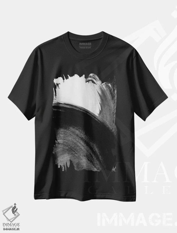 تیشرت مشکی طرح دار حرکت سیاه اثر کا آر موئر | immage.ir