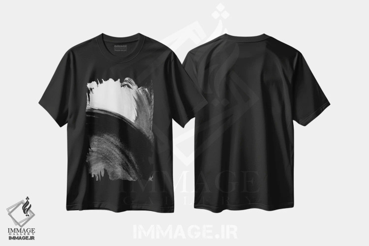 تیشرت مشکی طرح دار حرکت سیاه اثر کا آر موئر | immage.ir