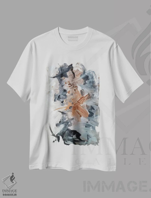 تیشرت سفید طرح دار شادی ۳ اثر کا آر موئر | فروشگاه ایماژ