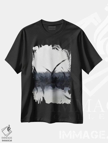تیشرت مشکی طرح دار شادی در سیاهی اثر کا آر موئر | فروشگاه ایماژ