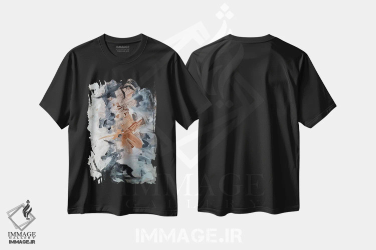 تیشرت مشکی طرح دار شادی ۳ اثر کا آر موئر | immage.ir