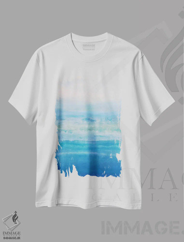 تیشرت سفید طرح دار غروب اثر کا آر موئر | فروشگاه ایماژ