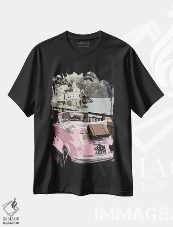 تیشرت مشکی طرح دار سوسک صورتی در اروپا، هنر دیجیتال اثر کندون کریشنز | immage.ir