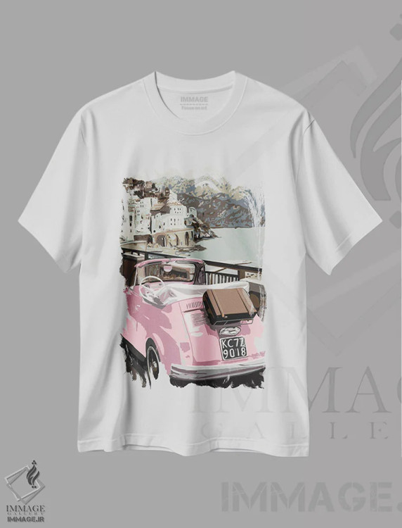 تیشرت سفید طرح دار سوسک صورتی در اروپا، هنر دیجیتال اثر کندون کریشنز | فروشگاه ایماژ