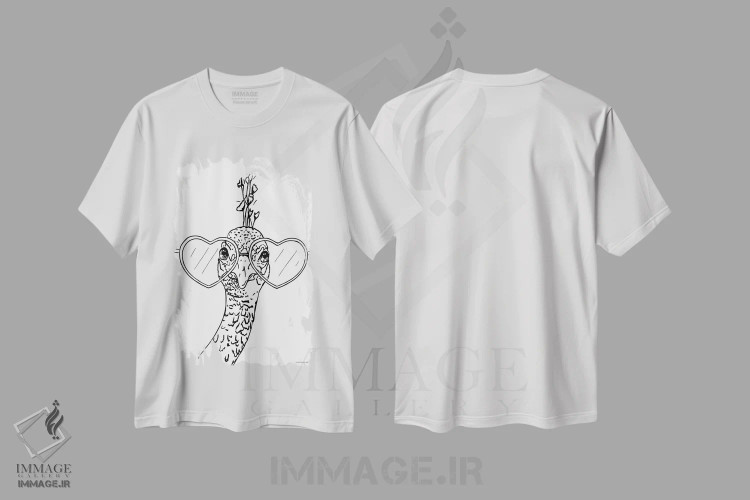 تیشرت سفید طرح دار کمی طاووسی ۳، هنر تزئینی سیاه و سفید اثر کندون کریشنز | immage.ir