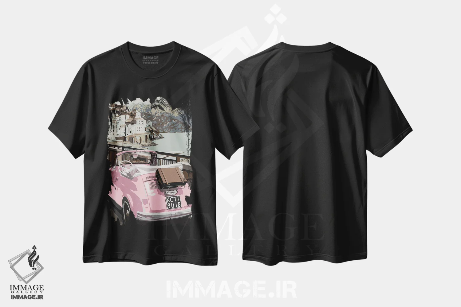 تیشرت مشکی طرح دار سوسک صورتی در اروپا، هنر دیجیتال اثر کندون کریشنز | immage.ir