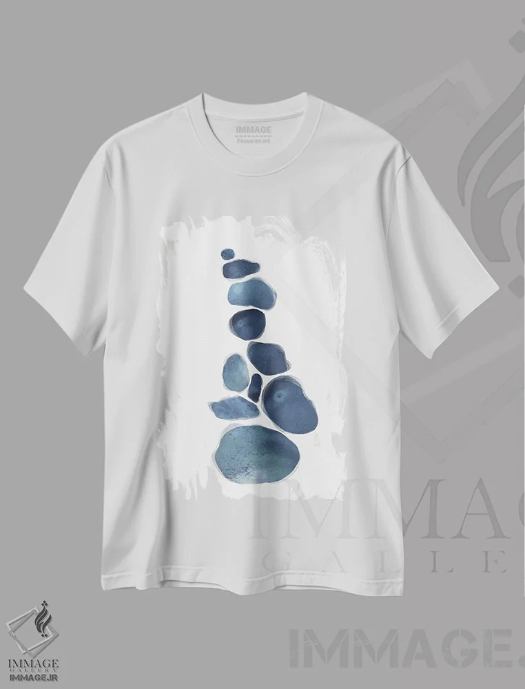 تیشرت سفید طرح دار تعادل، آبستره اثر کندون کریشنز | فروشگاه ایماژ