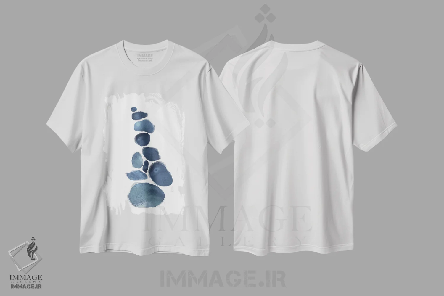 تیشرت سفید طرح دار تعادل، آبستره اثر کندون کریشنز | فروشگاه ایماژ