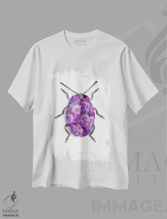 تیشرت سفید طرح دار استتار بنفش، هنر دیجیتال اثر کندون کریشنز | immage.ir