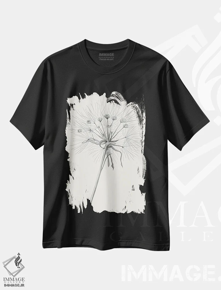 تیشرت مشکی طرح دار لحظات، دست نقاشی و طراحی دستی اثر کندون کریشنز | فروشگاه ایماژ