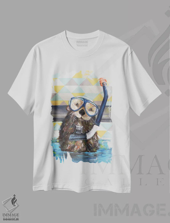 تیشرت سفید طرح دار آموزش غواصی، دکور معاصر اثر کندون کریشنز | فروشگاه ایماژ
