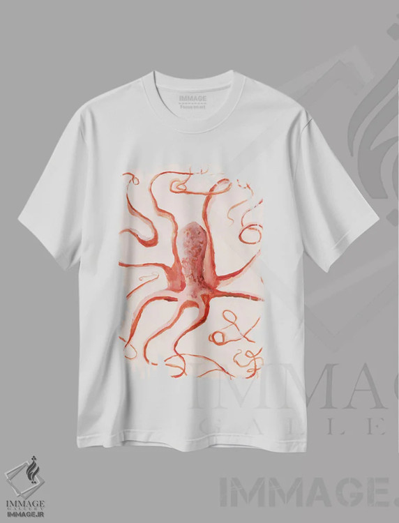 تیشرت سفید طرح دار درهم تنیده، دکور ساحلی اثر کندون کریشنز | فروشگاه ایماژ