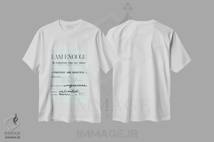 تیشرت سفید طرح دار من کافی هستم، تزئینی اثر کندون کریشنز | immage.ir