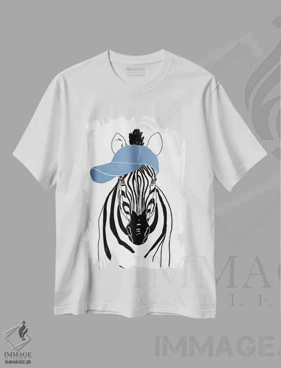 تیشرت سفید طرح دار گورخر تیم، هنر تزئینی سیاه و سفید اثر کندون کریشنز | فروشگاه ایماژ