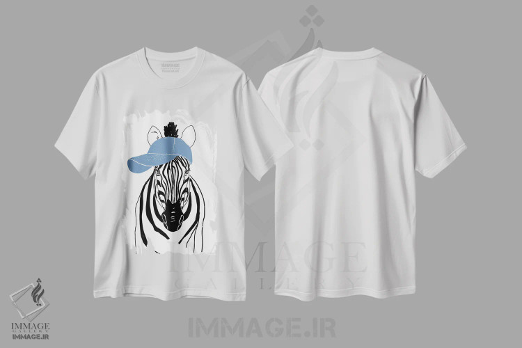 تیشرت سفید طرح دار گورخر تیم، هنر تزئینی سیاه و سفید اثر کندون کریشنز | فروشگاه ایماژ