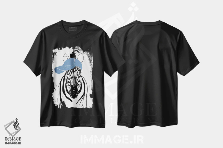 تیشرت مشکی طرح دار گورخر تیم، هنر تزئینی سیاه و سفید اثر کندون کریشنز | immage.ir