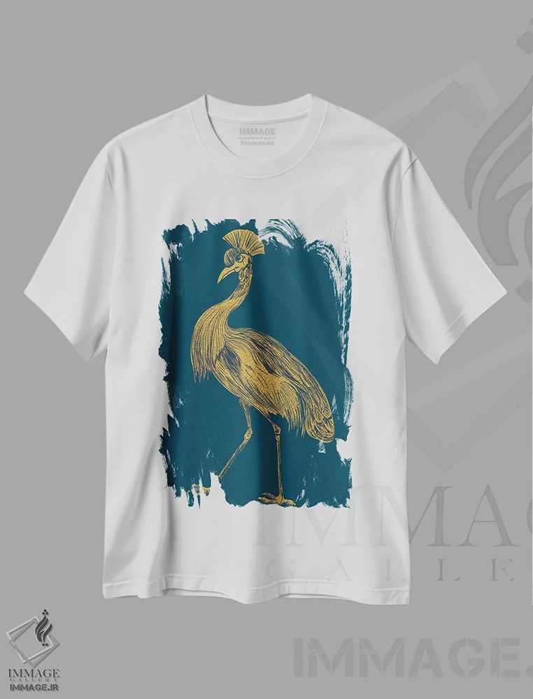 تیشرت سفید طرح دار درنای زراندود، دکور ساحلی اثر کندون کریشنز | فروشگاه ایماژ