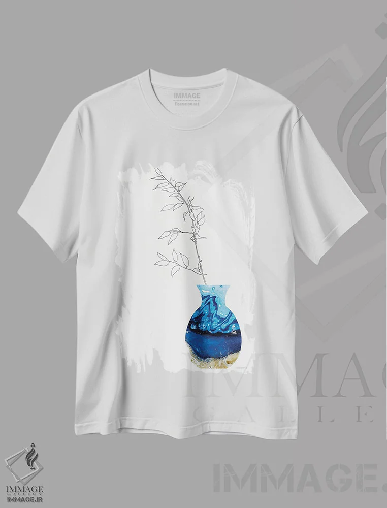 تیشرت سفید طرح دار پروژه سرامیکی دخترم، آبستره اثر کندون کریشنز | immage.ir
