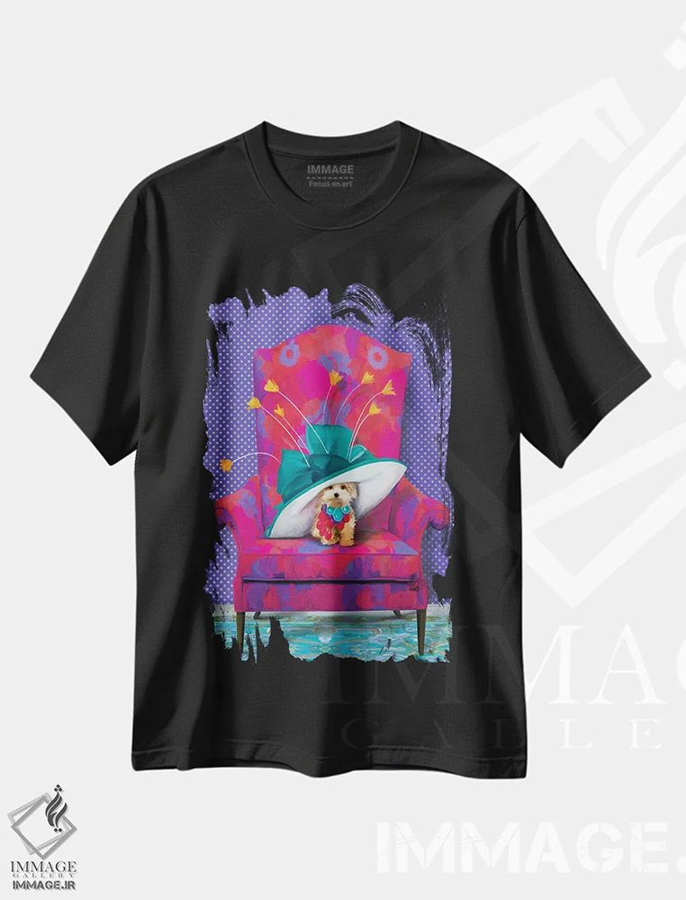 تیشرت مشکی طرح دار گل زرد، دکور معاصر اثر کندون کریشنز | فروشگاه ایماژ