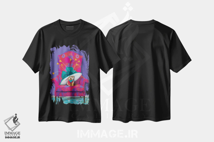 تیشرت مشکی طرح دار گل زرد، دکور معاصر اثر کندون کریشنز | فروشگاه ایماژ