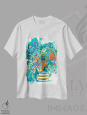 تیشرت سفید طرح دار رنگ های درخشان تابستان، آبستره اثر کندون کریشنز | فروشگاه ایماژ