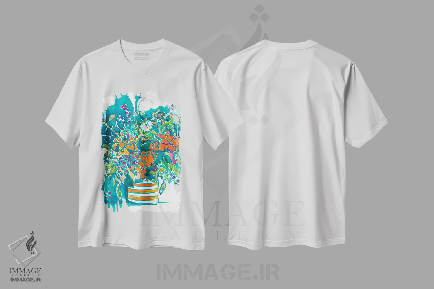 تیشرت سفید طرح دار رنگ های درخشان تابستان، آبستره اثر کندون کریشنز | فروشگاه ایماژ