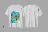 تیشرت سفید طرح دار رنگ های درخشان تابستان، آبستره اثر کندون کریشنز | فروشگاه ایماژ