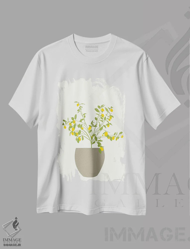 تیشرت سفید طرح دار درخت لیمو، دکور روستایی اثر کندون کریشنز | فروشگاه ایماژ