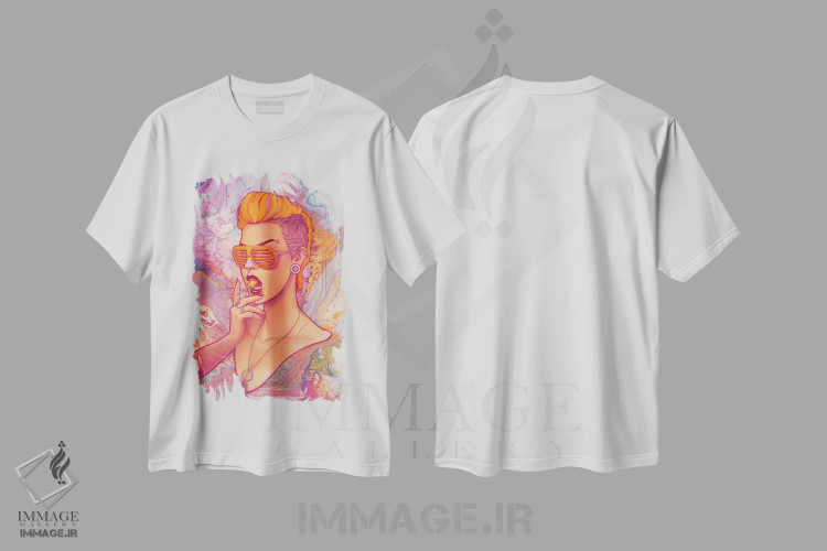 تیشرت سفید طرح دار آب نبات چوبی، هنر فاخر معاصر اثر کلسی مرکِل | فروشگاه ایماژ