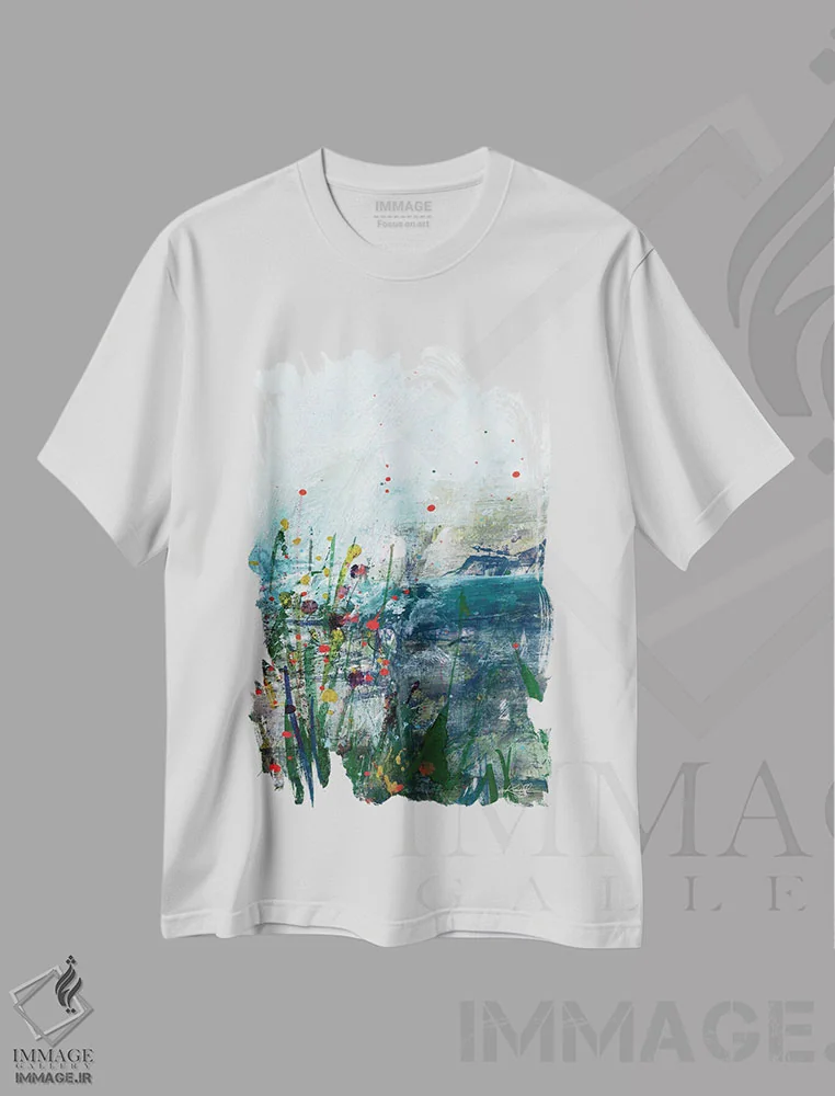 تیشرت سفید طرح دار پیاده روی آرامش ۱۷ اثر کتی مورتون استنیون | فروشگاه ایماژ