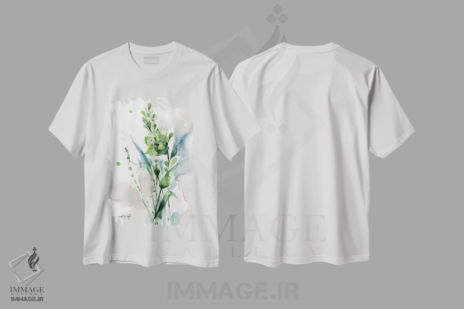 تیشرت سفید طرح دار خوشی سبز ۱، هنر فاخر معاصر اثر کتی مورتون استنیون | فروشگاه ایماژ