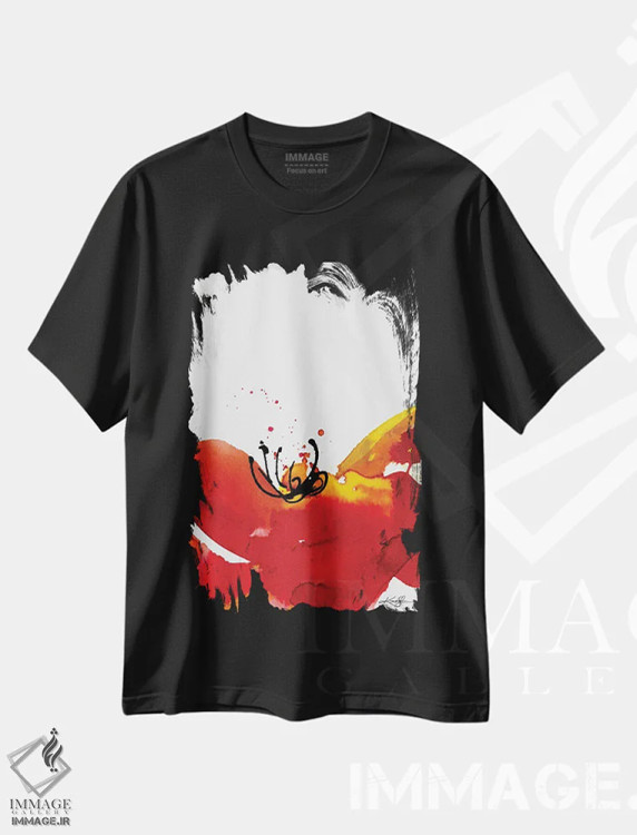 تیشرت مشکی طرح دار گل روح چهل وششم، آبستره اثر کتی مورتون استنیون | فروشگاه ایماژ