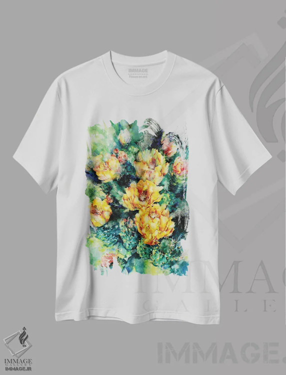 تیشرت سفید طرح دار گلابی خاردار، مدیوم اثر کتی مورتون استنیون | immage.ir